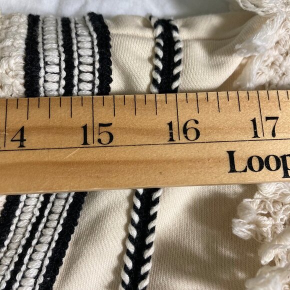 Anthropologie by Eri + Ali Top Cotton Fringe Boho Zipper 3/4 Sleeves, sz Large - Picture 11 of 14